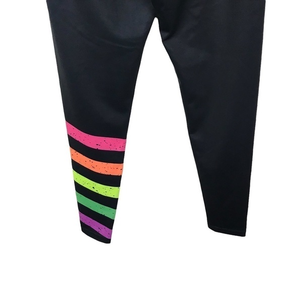 Worthy Threads Black Neon Stripe Leggings NWT $79 XS - Picture 6 of 12